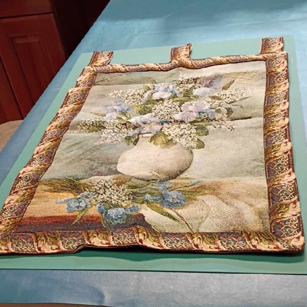 Floral Tapestry Wall Hanging Border Loops Cottage core